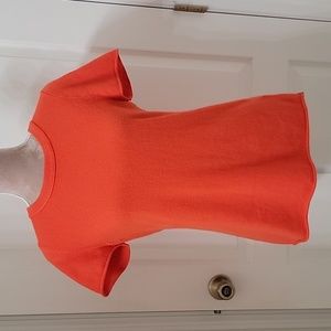 J. Crew Size M Orange 100% Cashmere Rolled Hem Short Sleeve Sweater T-Shirt